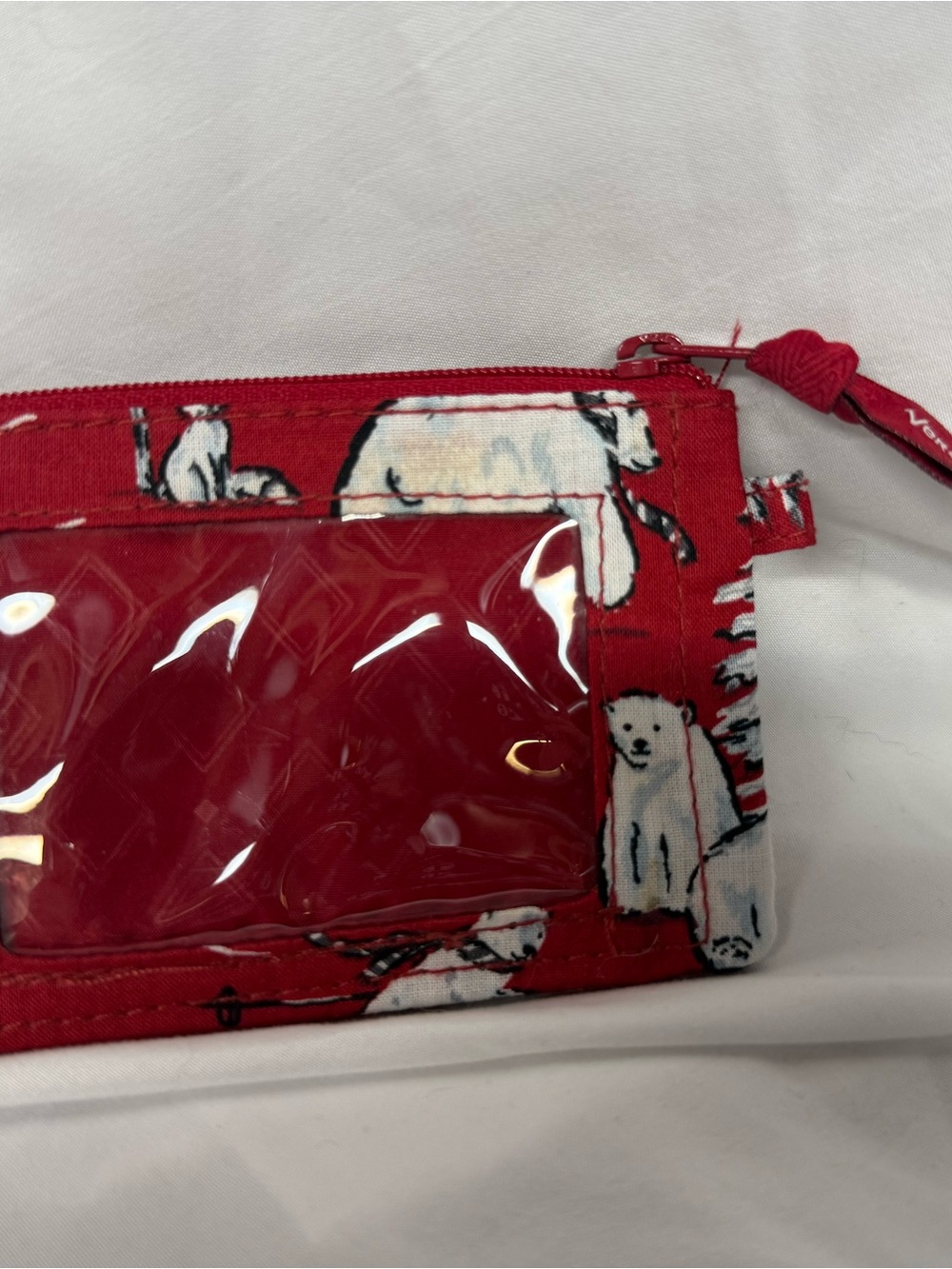 Vera Bradley Zip ID Case "Beary Merry Red" pattern - Picture 2 of 5
